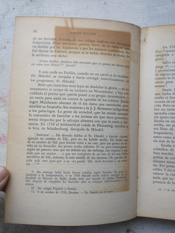 Libro usado en venta: Viaje musical al pais del pasado de Romain Rolland; editorial Ricordi impreso en 1947 realizamos envios a todo el mundo.3