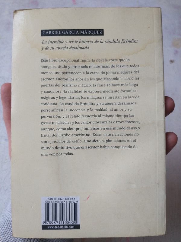 Libro usado en venta: La increible y triste historia de la candida erendira y de su abuela desalmada de Garcia Marquez; DeBolsillo impreso en 20081.2