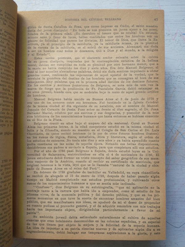 Libro usado en venta: Historia de Belgrano y de la Independencia Argentina de Bartolome Mitre; editorial Anaconda impreso en 1950.3