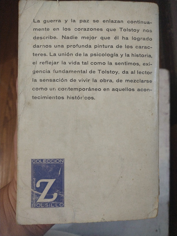 Libro usado en venta: Guerra y paz de Leon Tolstoi (Leo Tolstoy); editorial Juventud impreso en 1967 realizamos envios a todo el mundo.2