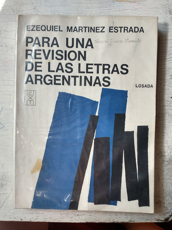 Libro usado en venta: Para una revision de las letras argentinas de Ezequiel Martinez Estrada; editorial Losada impreso en 1967 envios a todo el mundo.1