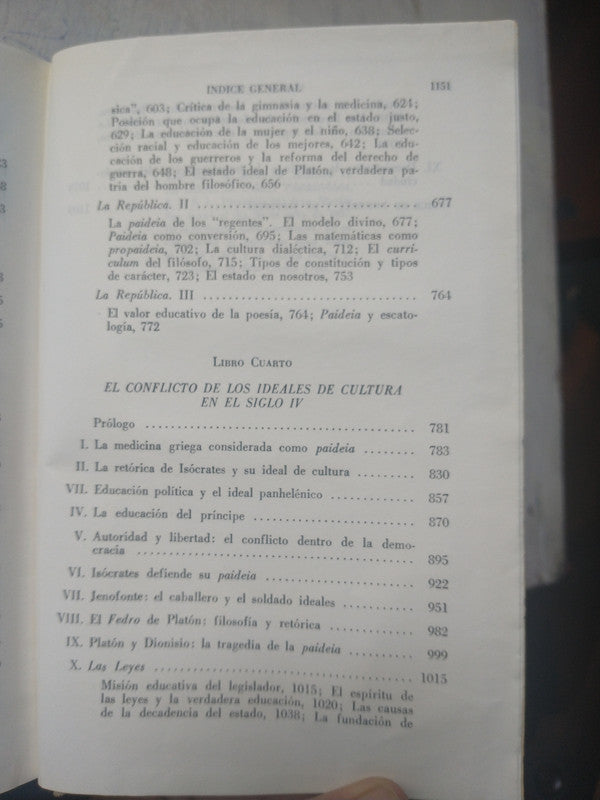 Libro usado en venta: Paideia - Los ideales de la cultura griega de Werner Jaeger; editorial Fondo de Cultura Economica impreso en 1957.3