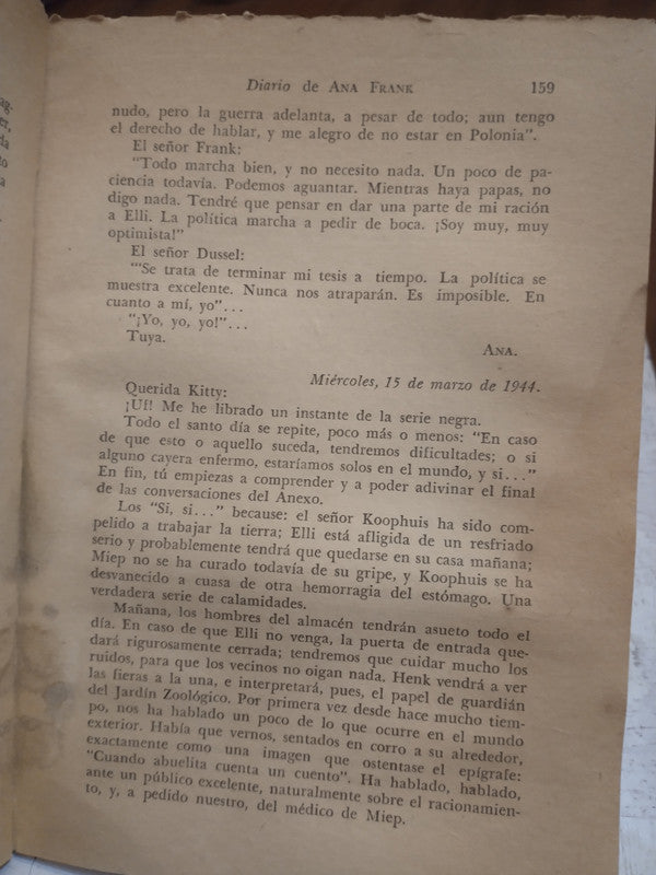 Libro usado en venta: Diario de Ana Frank de Ana Frank; editorial Hemisferio impreso en 1959 realizamos envios a todo el mundo.3