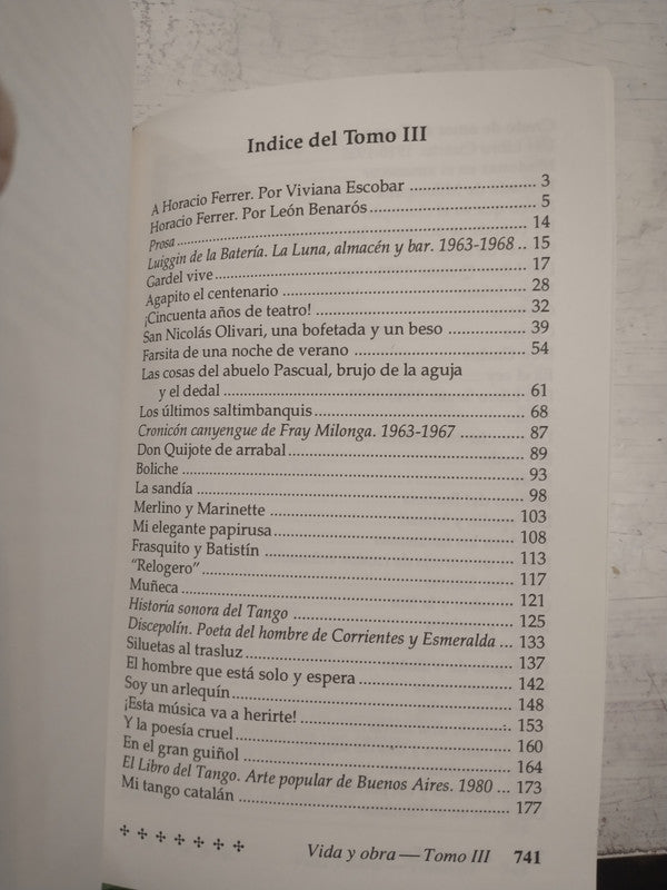Libro usado en venta: Vida y obra de Horacio Ferrer (Solo TOMO 1 y 3) de Morire en Buenos Aires; editorial Manrique Zago impreso en 1991.4
