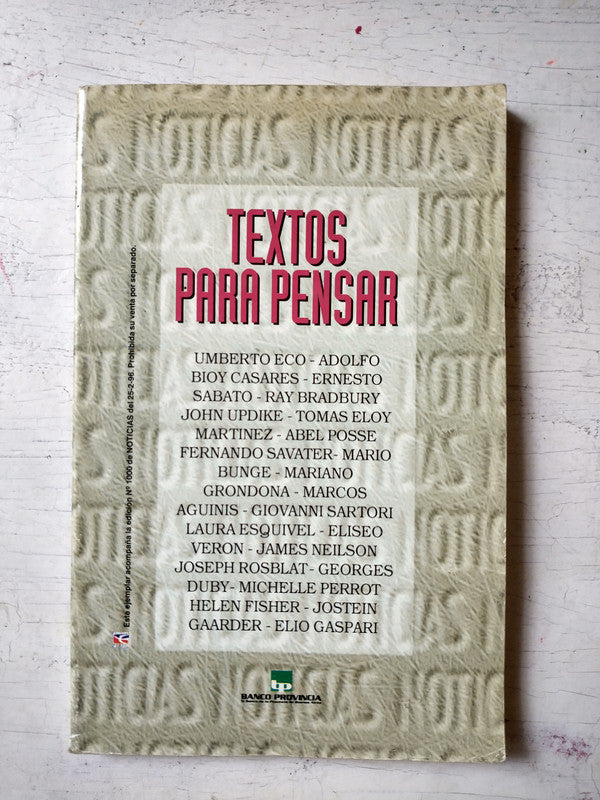 Libro usado en venta: Textos para pensar; editorial Perfil impreso en 1996 realizamos envios a todo el mundo.1