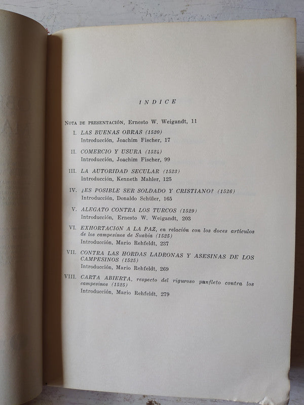 Libro usado en venta: Obras de Martin Lutero - Tomo II de Carlos Witthaus; editorial Paidos impreso en 1974 realizamos envios a todo el mundo.3