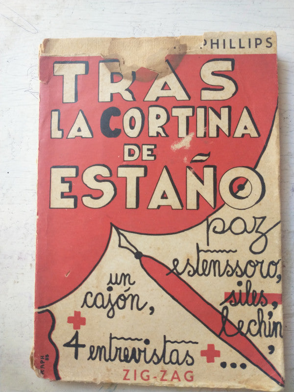 Libro usado en venta: Tras la cortina de esta?o de Raul Aldunate Phillips; editorial Zig - Zag impreso en 1955 realizamos envios a todo el mundo.1