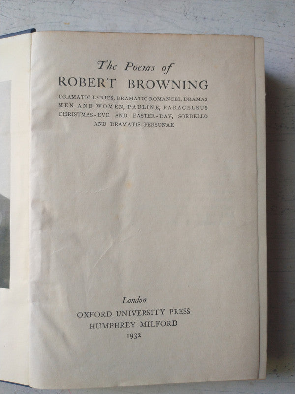 Libro usado en venta: The Poems of Robert Browning de Robert Browning; editorial Oxford University Press impreso en 1932 envios a todo el mundo.1