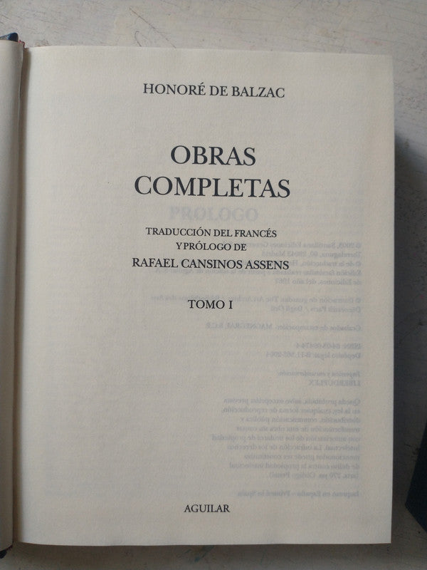Libro usado en venta: Obras completas (4 Tomos) de Honore de Balzac; editorial Aguilar impreso en 2003 realizamos envios a todo el mundo.1