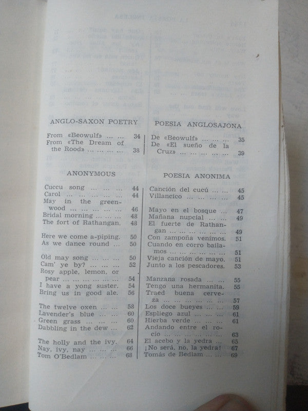 Libro usado en venta: La poesia inglesa; editorial Valles impreso en 1958 realizamos envios a todo el mundo.2