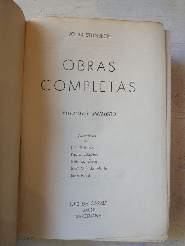 Libro usado en venta: Obras completas - Volumen 1? de John Steinbeck; editorial Luis de Caralt impreso en 1957 realizamos envios a todo el mundo.1