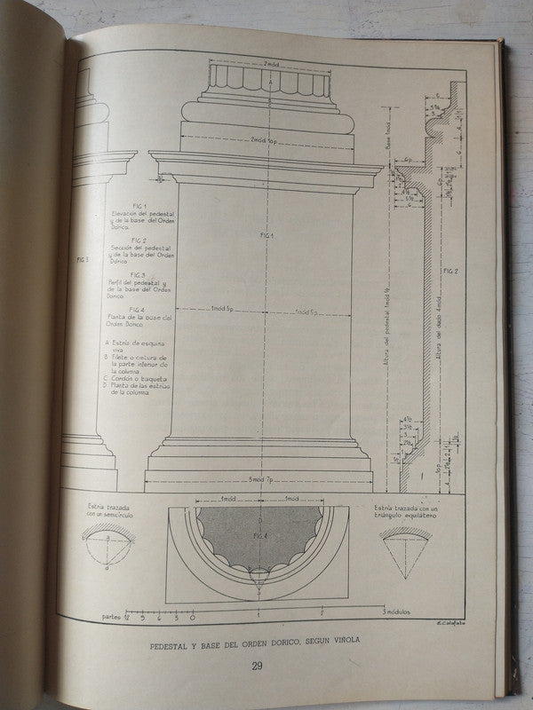 Libro usado en venta: Tratado de los cinco ordenes de arquitectura de Viñola; editorial Construcciones Sudamericanas impreso en 1950.2