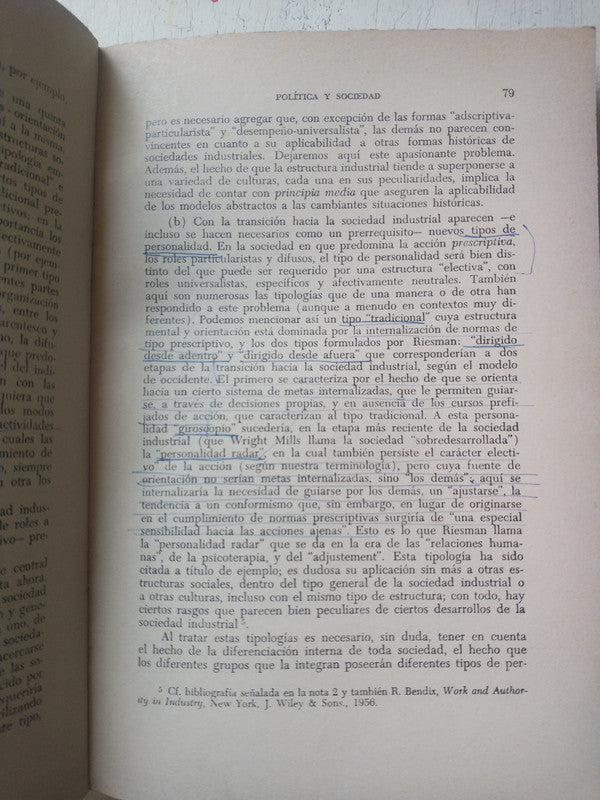 Libro usado en venta: Politica y sociedad en una epoca de transicion de Gino Germani; editorial Paidos impreso en 1965 envios a todo el mundo.3