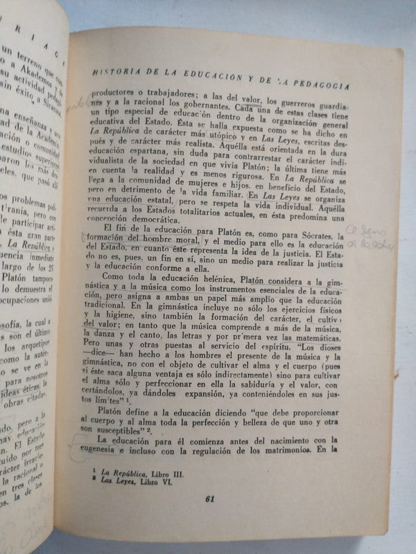 Libro usado en venta: Historia de la educacion y de la pedagogia de Lorenzo Luzuriaga; editorial Losada impreso en 1980 envios a todo el mundo.3