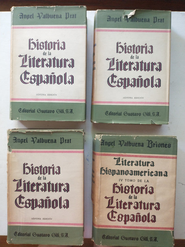Libro usado en venta: Historia de la literatura espa?ola (4 Tomos) de Angel Valbuena Prat; editorial Gustavo Gili impreso en 1963.1