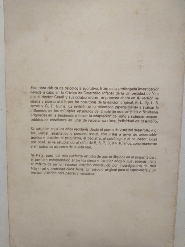 Libro usado en venta: El ni?o de cinco a diez a?os; editorial Paidos impreso en 1977 realizamos envios a todo el mundo.2