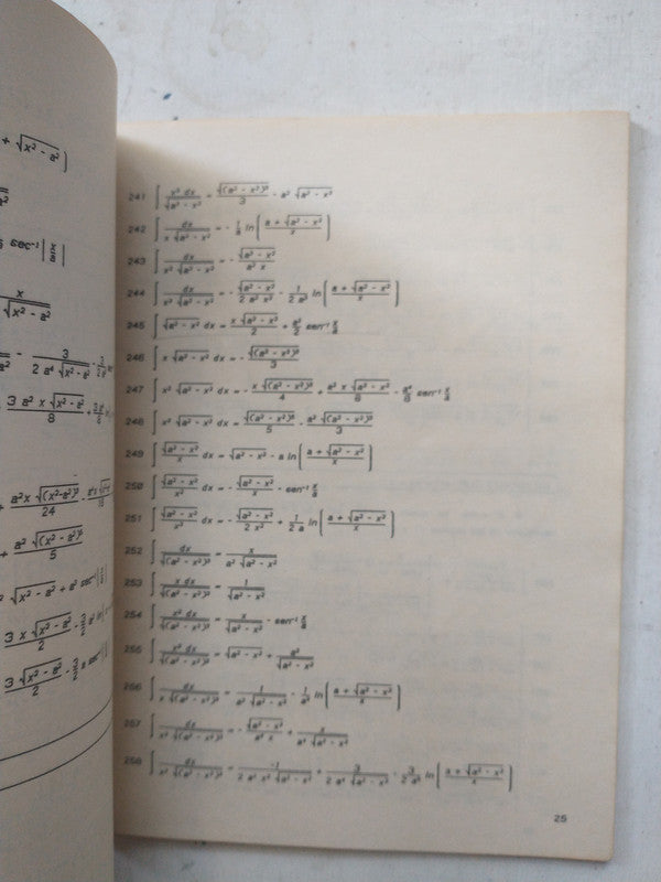 Libro usado en venta: Tabla de derivadas e integrales; editorial De La Reconquista impreso en _ realizamos envios a todo el mundo.2