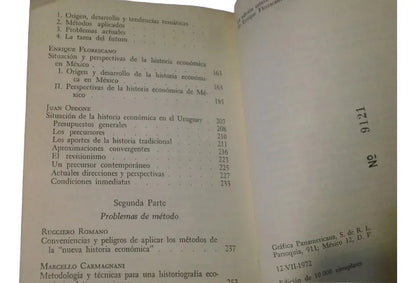 Libro usado en venta: La historia economica en America Latina I; editorial Sep/Setentas impreso en 1972 realizamos envios a todo el mundo.3