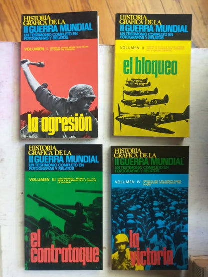 Libro usado en venta: Historia grafica de la II Guerra Mundial (4 Tomos) de Abraham Rothberg; editorial Aura impreso en 1979 envios a todo el mundo.1