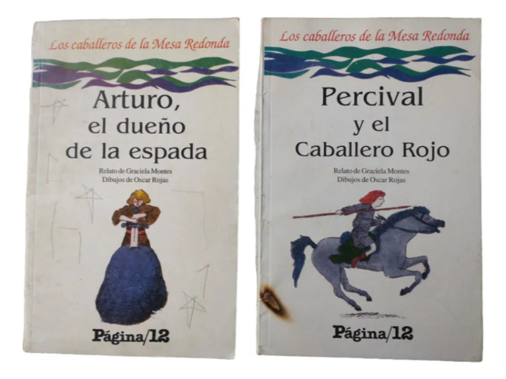 Arturo, el dueño de la espada y Percival y el caballero rojo de la coleccion Los caballeros de la mesa redonda.