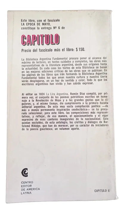 Libro usado en venta: La cautiva, El matadero y otros escritos de Esteban Echeverria; editorial Centro Editor de America Latina impreso en 1967.2