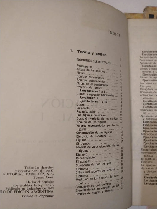 Libro usado en venta: Iniciacion musical (Vol. 1 - Vol. 2 - Vol.3) de Oscar S. Bareilles; editorial Kapelusz impreso en 1968 envios a todo el mundo.2