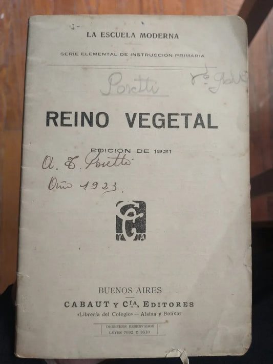 Libro usado en venta: Reino vegetal; editorial Cabaut y Cia realizamos envios a todo el mundo.1