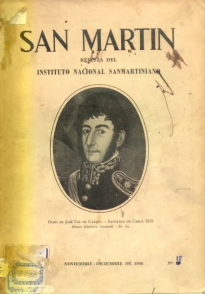 Libro usado en venta: Revista del instituto nacional Sanmartiniano N? 12 de San Martin; editorial Instituto Nacional Sanmartiniano impreso en 1946.1