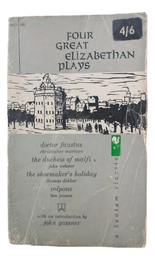 Libro usado en venta: Four great elizabethan plays de Marlowe - Webster - Dekker - Johnson; editorial Bantam impreso en 1960 envios a todo el mundo.1