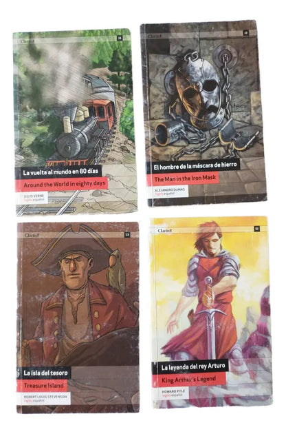 4 Novelas Clásicas Bilingües - Dumas, Stevenson, Verne - Inglés/Español