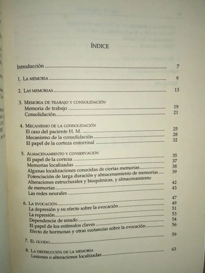 Indice Libro que es la memoria, Ivan Izquierdo Neurociencia