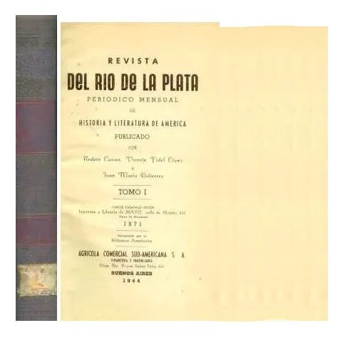 Libro usado en venta: Revista del Rio de la Plata de Andres Lamas - Vicente Fidel Lopez - Gutierrez; editorial Buenos Aires impreso en 1944.1