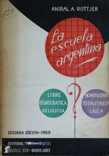 Libro usado en venta: La escuela argentina de Anibal A. Röttjer; editorial Santa Catalina impreso en 1959 realizamos envios a todo el mundo.1
