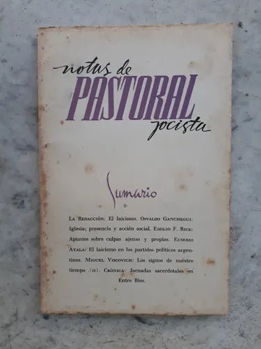 Libro usado en venta: El laicismo - A?o X de Notas de Pastoral Jocista; impreso en 1956 realizamos envios a todo el mundo.1