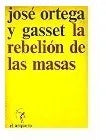 Libro usado en venta: La rebelion de las masas de Jose Ortega y Gasset; editorial Revista de Occidente impreso en 1972 envios a todo el mundo.1