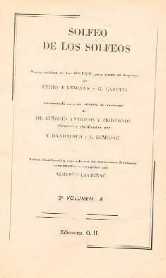 Libro usado en venta: Solfeos de los solfeos volumen 2 A de Enrique Lemoine y otros; editorial O. H realizamos envios a todo el mundo.1