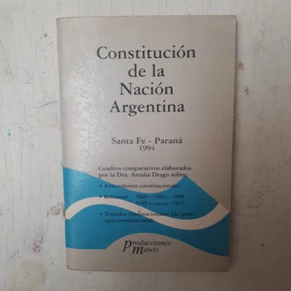 Libro usado en venta: Constitucion de la Nacion Argentina; editorial Mawis impreso en 1997 realizamos envios a todo el mundo.1
