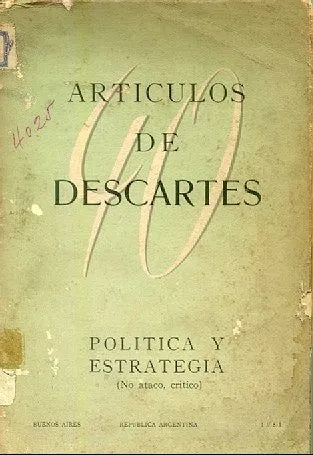 Libro usado en venta: Articulos de Descartes: Politica y estrategia de Descartes; editorial Buenos Aires impreso en 1951 envios a todo el mundo.1