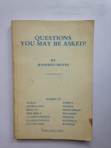 Libro usado en venta: Questions you may be asked! de Winifred Moyes; editorial The Greater world impreso en 1980 realizamos envios a todo el mundo.1