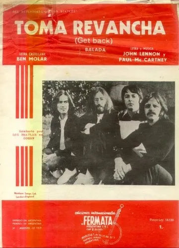 Libro usado en venta: Toma revancha (Get Back) de Los Beatles; editorial Fermata impreso en 1969 realizamos envios a todo el mundo.1