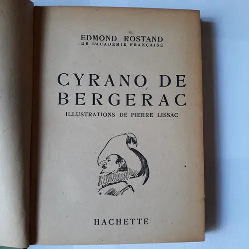 Libro usado en venta: Cyrano de Bergerac de Edmond Rostand de L'Academie Francaise; editorial Hachette impreso en 1939 envios a todo el mundo.1