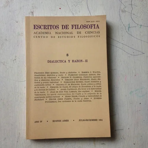 Libro usado en venta: Escritos de filosofia - Dialectica y razon II; impreso en 1981 realizamos envios a todo el mundo.1
