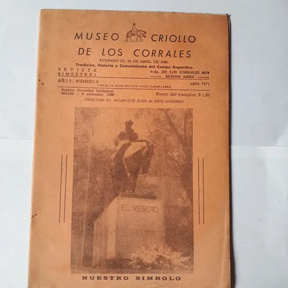 Libro usado en venta: Museo criollo de los corrales de Revista Bimestral; impreso en 1971 realizamos envios a todo el mundo.1