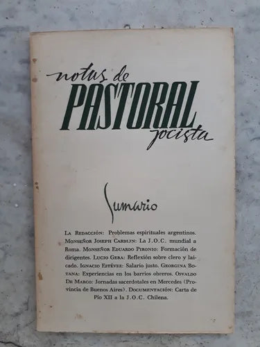 Libro usado en venta: Problemas espirituales argentinos - A?o X de Notas de Pastoral Jocista; impreso en 1956 realizamos envios a todo el mundo.1