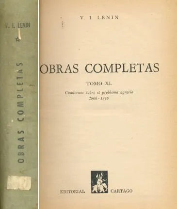 Libro usado en venta: Obras completas - Tomo XL de Vladimir Ilich Lenin; editorial Cartago impreso en 1960 realizamos envios a todo el mundo.1
