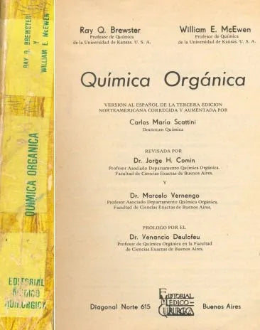 Libro usado en venta: Quimica organica de Ray Q. Brewster - William E. McEwen; editorial Medico Quirurgica impreso en 1981 envios a todo el mundo.1