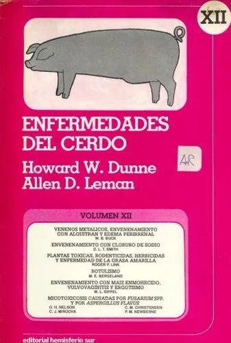 Libro usado en venta: Enfermedades del cerdo - Tomo XII de Dunne y Leman; editorial Hemisferio Sur impreso en 1992.1