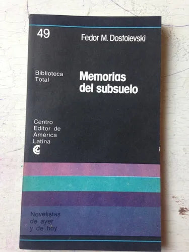 Libro usado en venta: Memorias del subsuelo de Fiodor Dostoievski (Dostoyevski); editorial Centro Editor de America Latina impreso en 1977.1