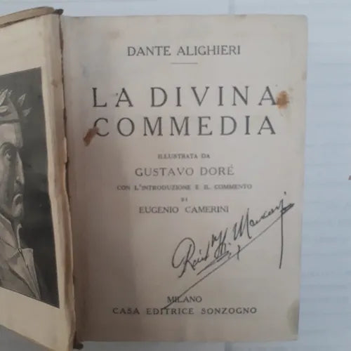 Libro usado en venta: La divina commedia de Dante Alighieri; editorial Casa Editrice Sonzogno realizamos envios a todo el mundo.1
