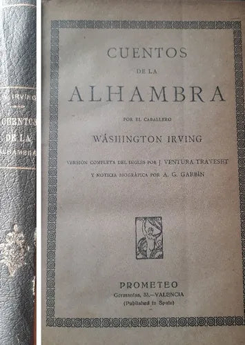 Libro usado en venta: Cuentos de la Alhambra de Washington Irving; editorial Prometeo realizamos envios a todo el mundo.1